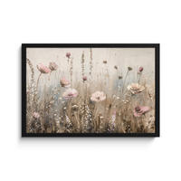 POSTER MIT RAHMEN Blumen - Rosa - Modern - Beige 60x40 cm - Beige, Papier (60/40cm) - MuchoWow