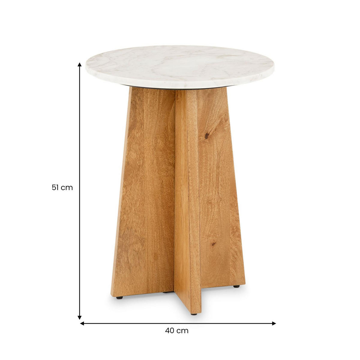 BEISTELLTISCH KERALA weiß/natur - Weiß/Naturfarben, Naturmaterialien/Holz (40/40/51cm) - IDIMEX