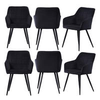 ESSZIMMERSTUHL Samt 6-teilig Schwarz - Schwarz, Metall (55/82/59cm) - Life Interiors