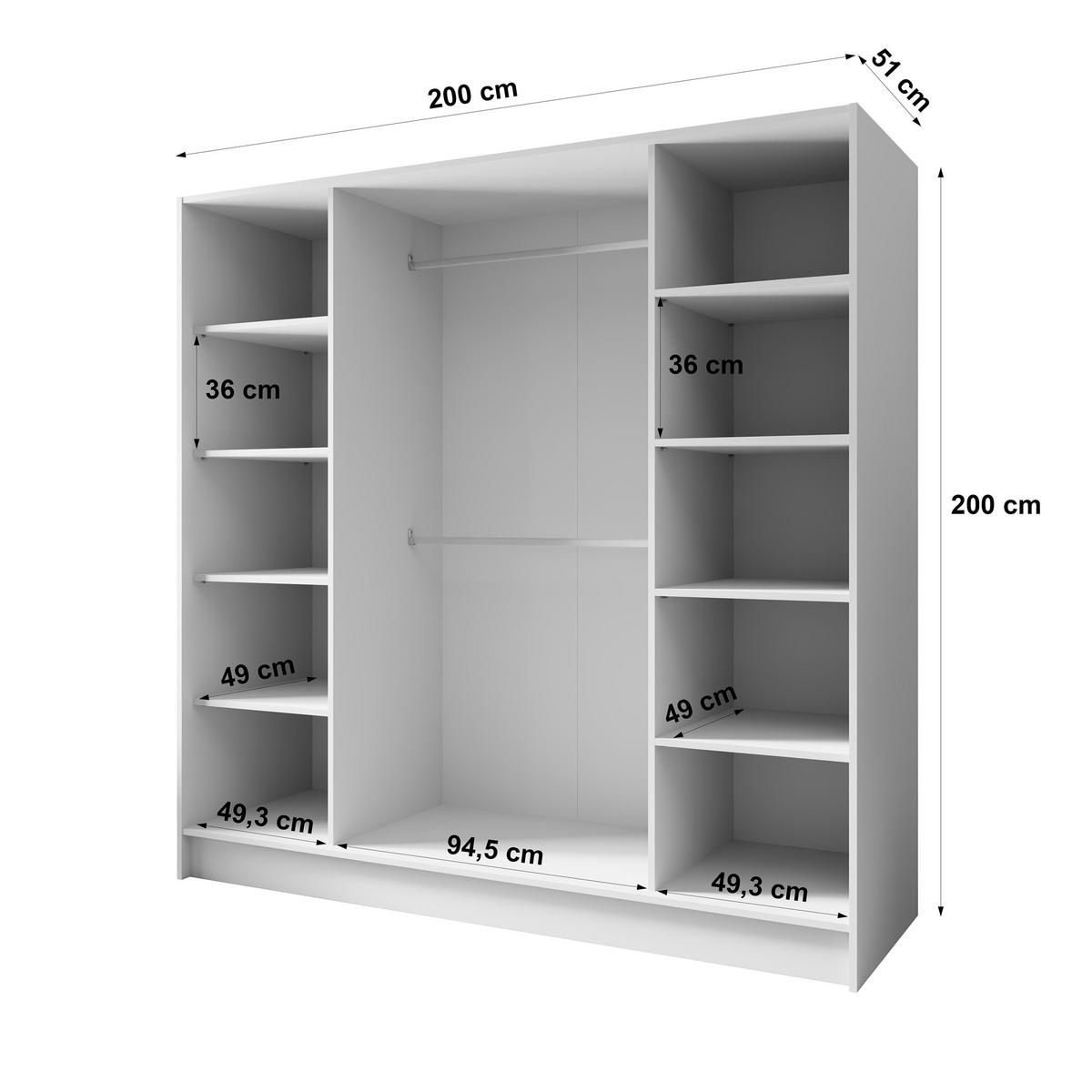 DREHTÜRENSCHRANK Gava mit vier, glatten Türen, Weiß - Weiß, Holzwerkstoff (200/200/51cm) - Beautysofa