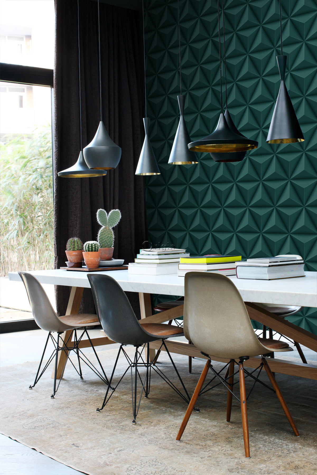 TAPETE 3D-Muster 53 cm x 10.05 m - Blau, Papier (53/1000cm) - Origin Wallcoverings