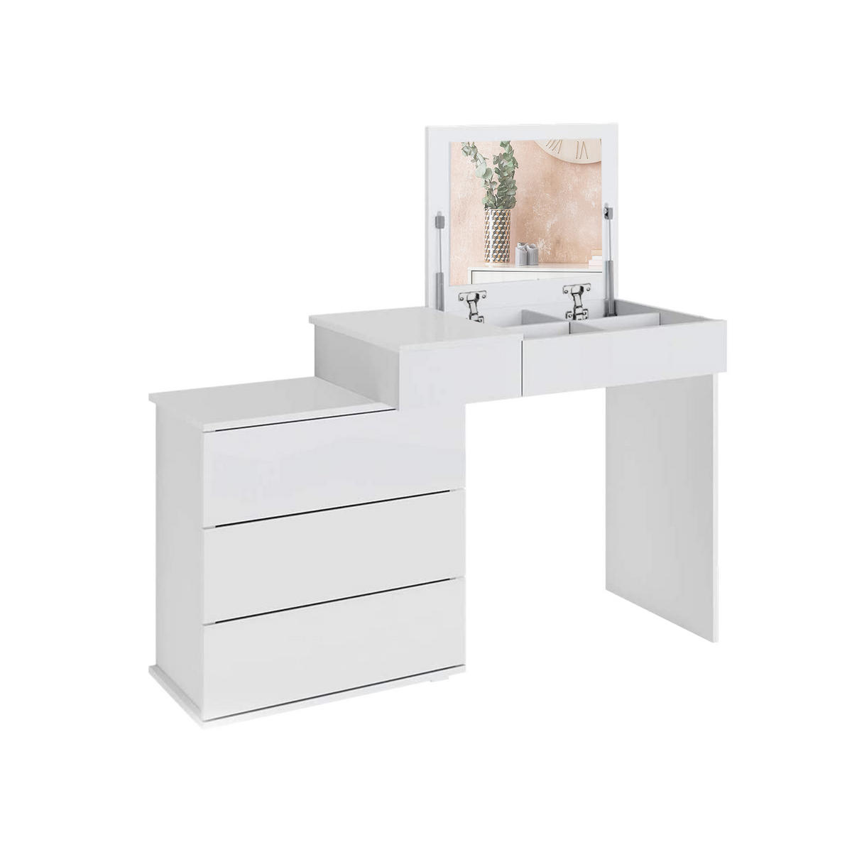 SCHMINKTISCH rechteckig weiß 117,5/78/45 cm - Weiß, Holzwerkstoff (45/117.5/78cm) - ML-DESIGN
