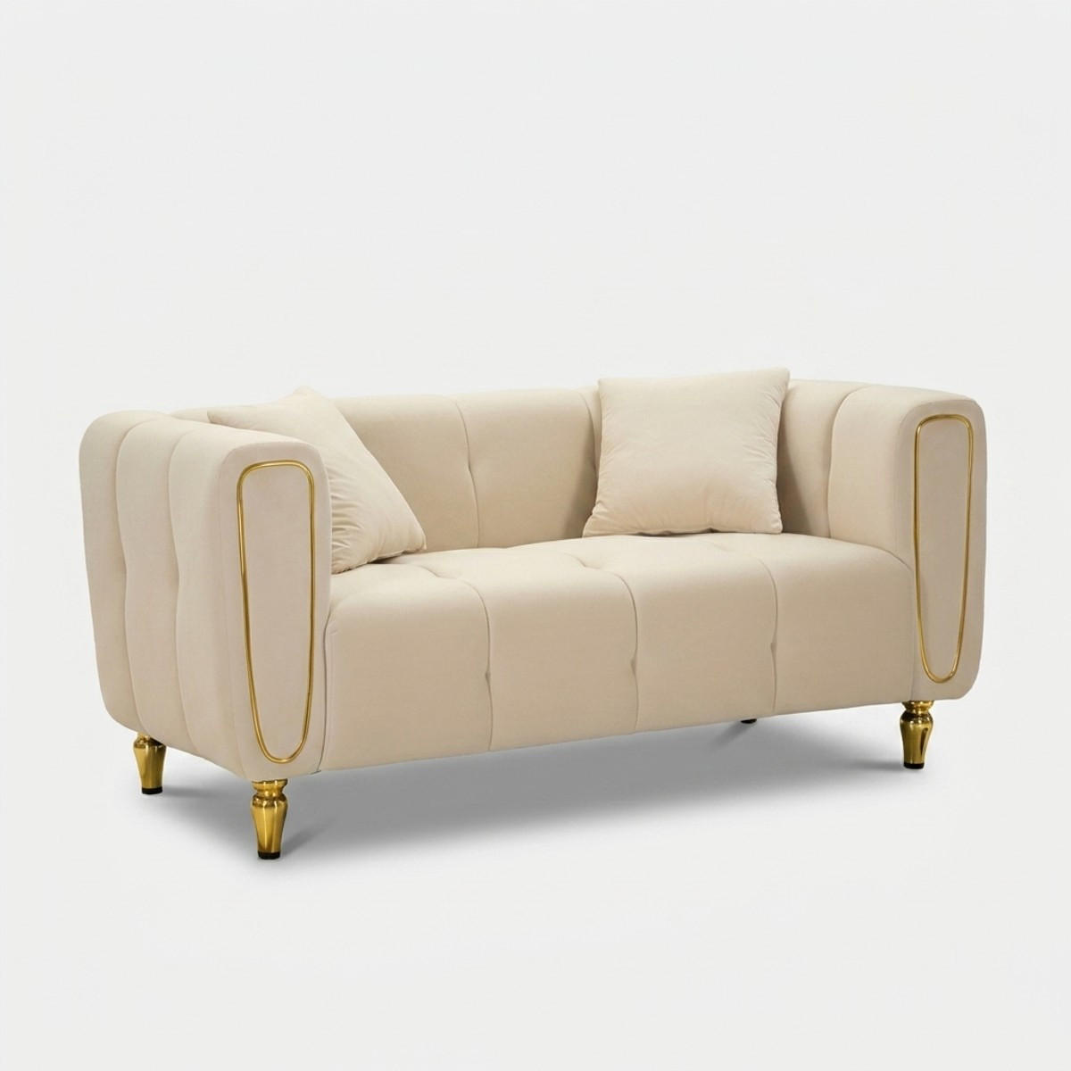 2-SITZER Sofa Samt Alma - Beige - Beige, Textil (81/71/155cm) - Pasmara