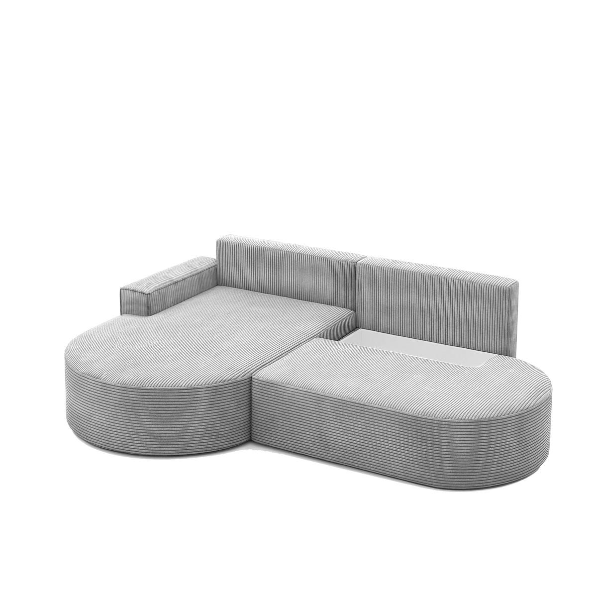 ECKSOFA Modena Pro - Komfort Und Stil Stoff Poso Silber Links - Silberfarben, Holz (179/278cm) - Kaiser Möbel