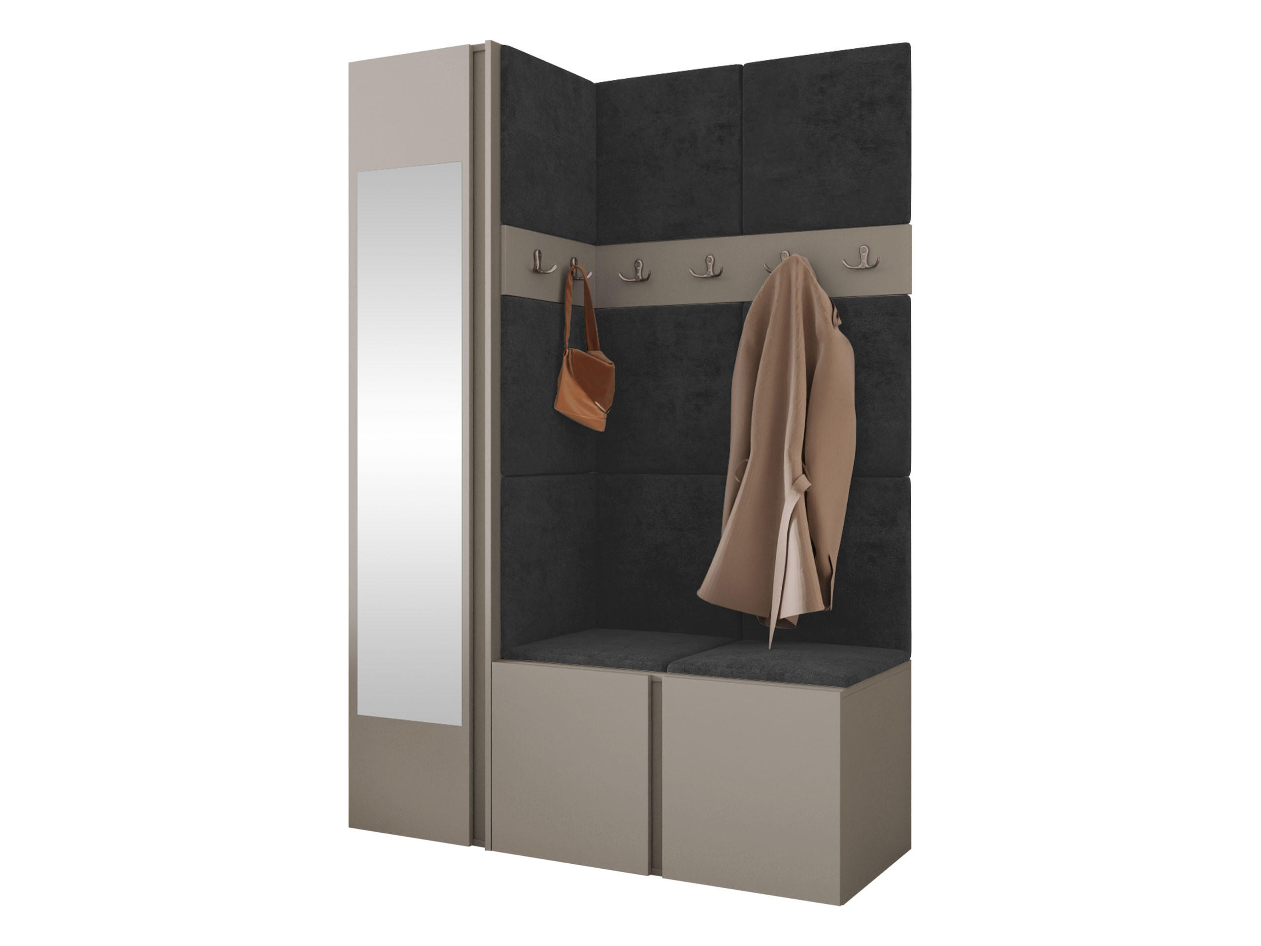 MOBILIER PENTRU HOL Orion X - cașmir/antracit, material plastic/compozit lemnos (124/186/46cm) - MIRJAN24