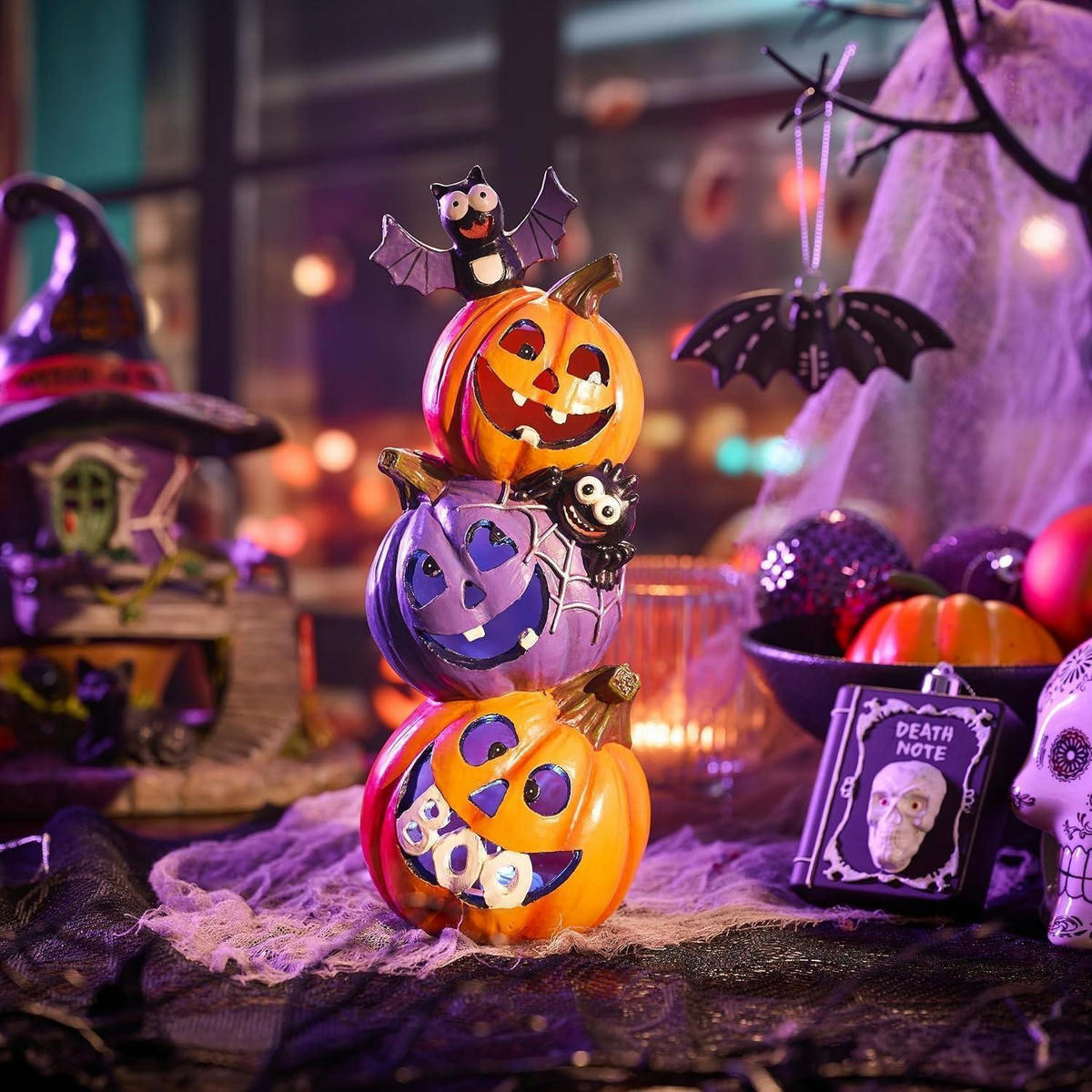 HALLOWEEN Deko Kürbis Figur mit LED Licht 25cm - Multicolor, Kunststoff (14/14/30cm)