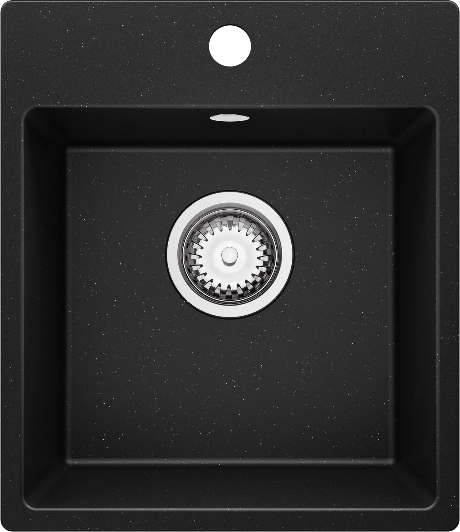 SPÜLBECKEN Riga Easy, 2-er set Schwarz Metallic 38/44 cm 1 Becken + Ablauf-Set ab 40er Unterschrank - Chromfarben/Schwarz Hochglanz, Kunststoff (38/19/44cm) - Primagran