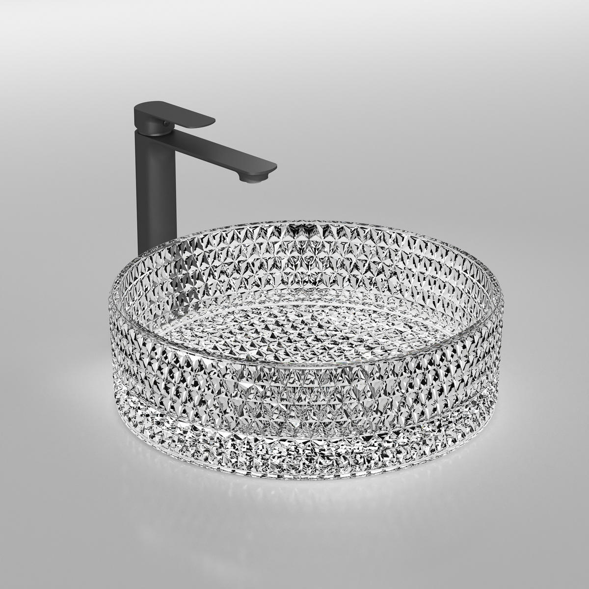 WASCHBECKEN Klarglasspüle Rund Ø36 / 11,2 cm - Weiß, Glas (36/11.2/36cm) - EMKE