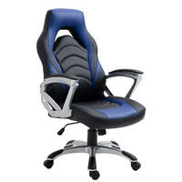 CHEFSESSEL Lederlook schwarz/blau - Blau/Schwarz, Kunststoff/Textil (65/107/72cm) - CLP