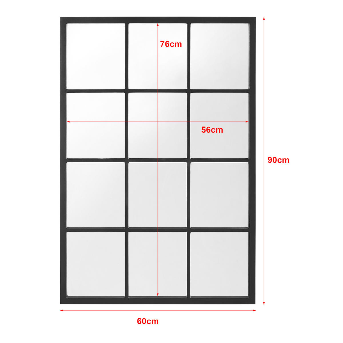 WANDSPIEGEL Cupello - Schwarz, Glas/Holzwerkstoff (60/90/1.8cm) - [en.casa]