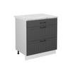 KÜCHENUNTERSCHRANK Fame-Line Anthrazit Landhaus 80 cm mit 3 Schubladen AP Marmor - Dunkelgrau/Anthrazit, Holzwerkstoff (80/82/60cm) - Vicco