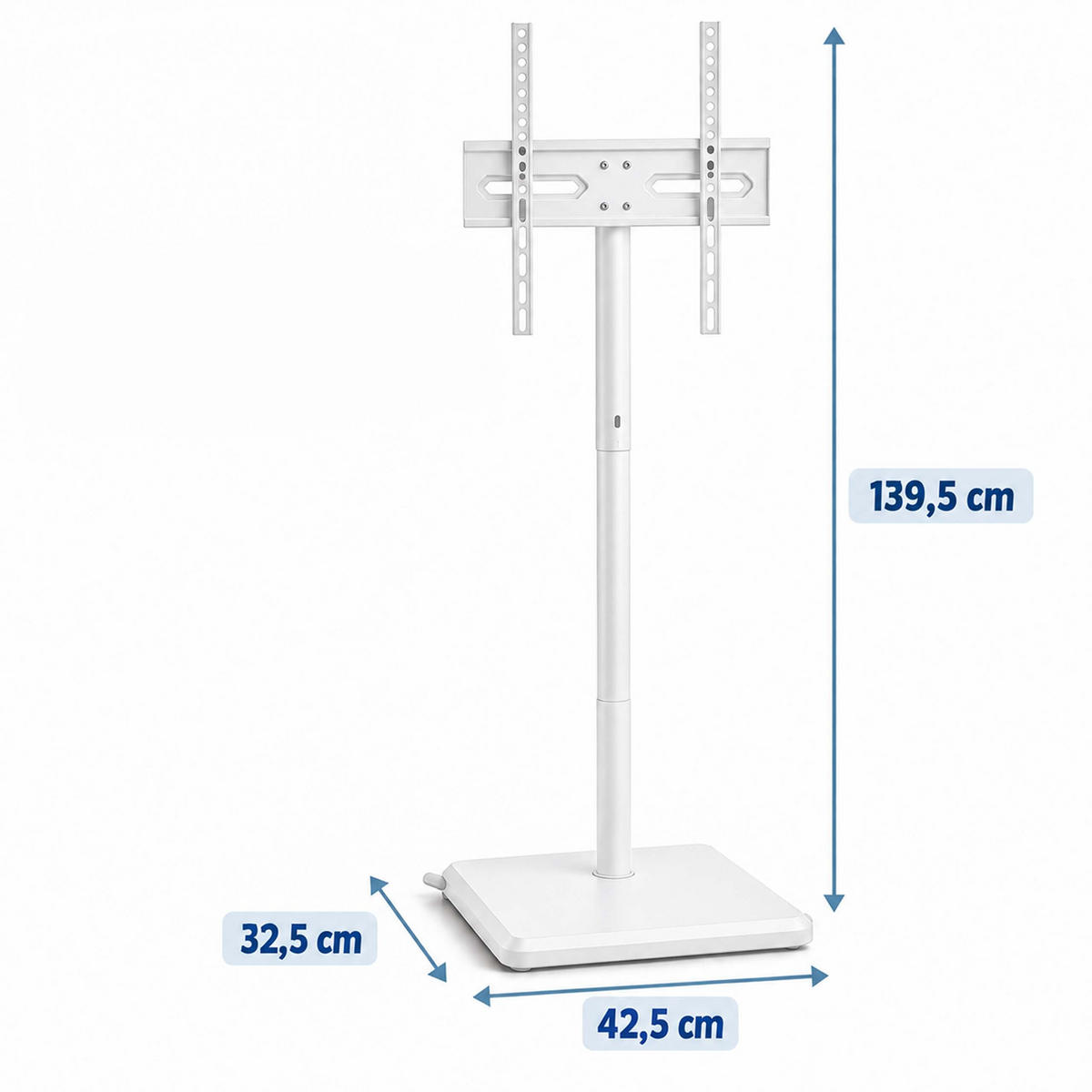 TV-BODENSTÄNDER Weiß höhenverstellbar - Weiß, Holzwerkstoff/Metall (42.5/139.5/32.5cm) - Relaxdays