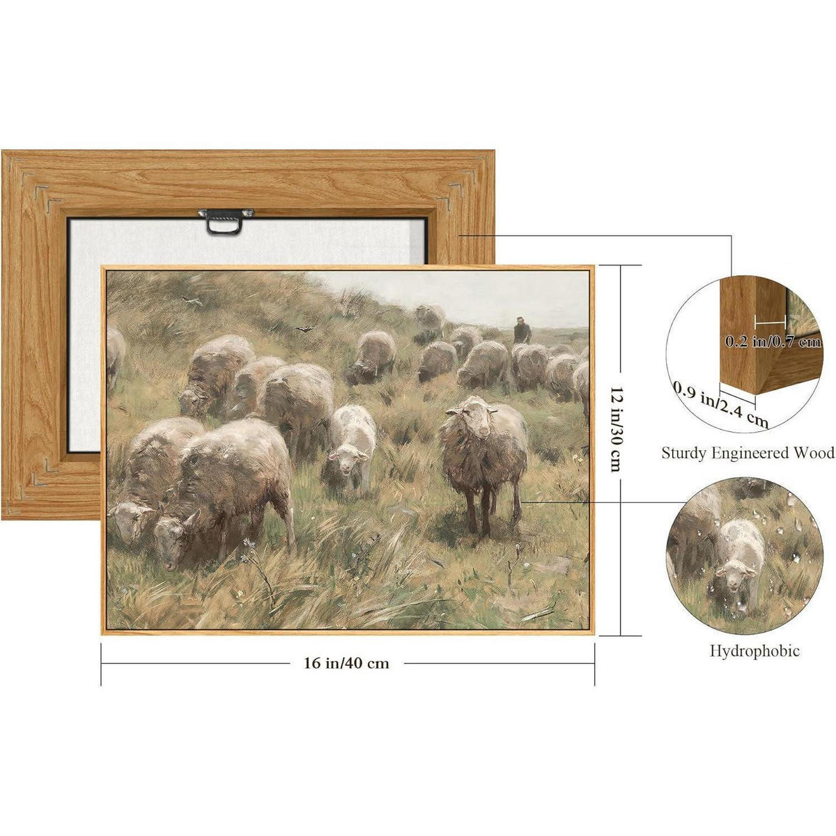 LEINWANDBILD mit Rahmen Schafherde Wiese 30 x 40 cm - Multicolor, Holz (30/0.5cm)