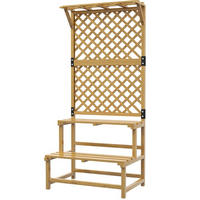 PFLANZENTREPPE Zweistufig 75x50x166cm mit Rankgitter & Hängedach - Naturfarben, Holz (50/166/75cm) - Modfu