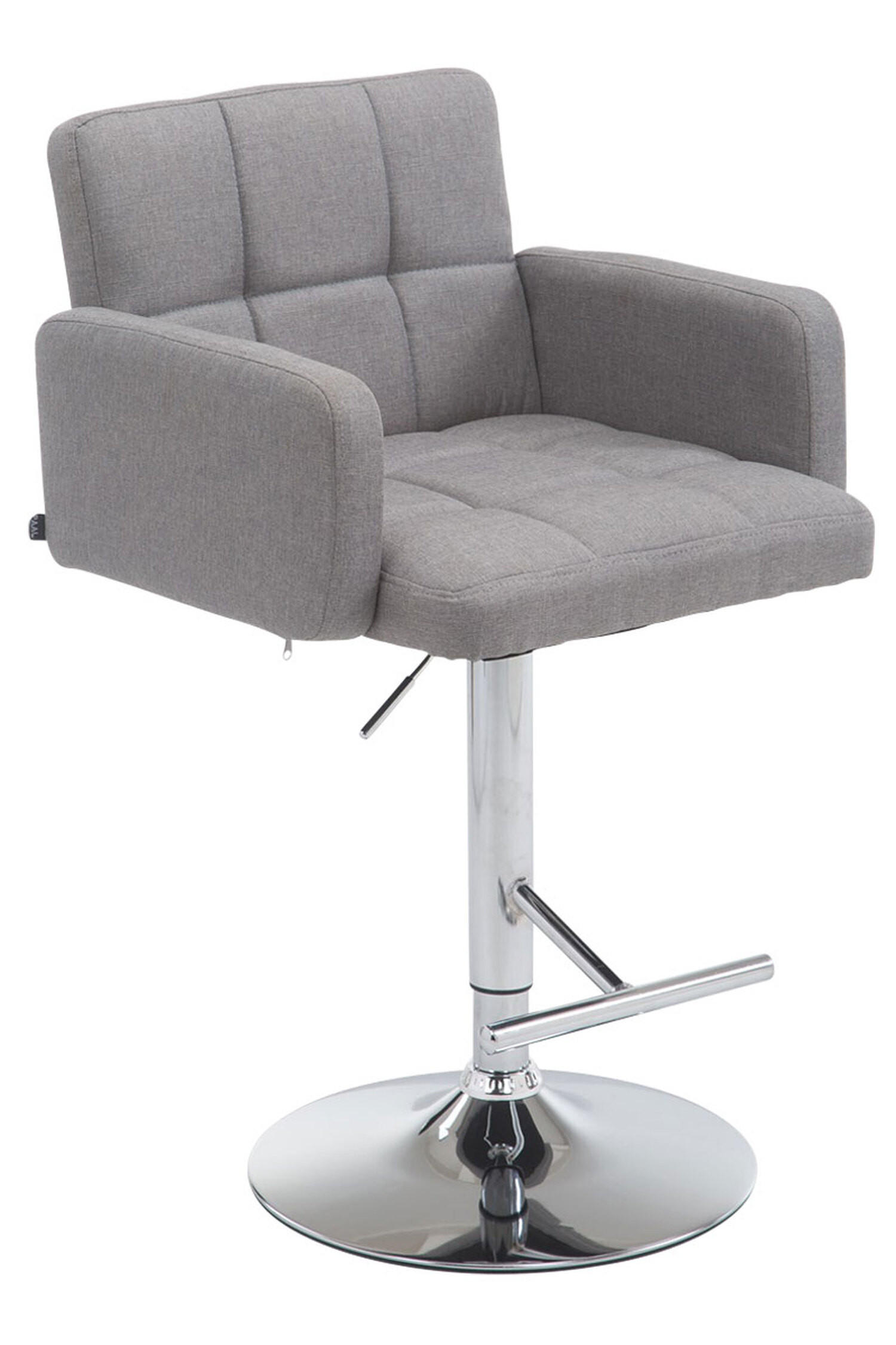 BARHOCKER Lausanne, Gestell Metall in Chromoptik, Stoff Grau - Chromfarben/Grau, Textil/Metall (60/100/56cm) - TPFLiving
