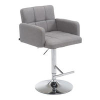 BARHOCKER Lausanne, Gestell Metall in Chromoptik, Stoff Grau - Chromfarben/Grau, Textil/Metall (60/100/56cm) - TPFLiving