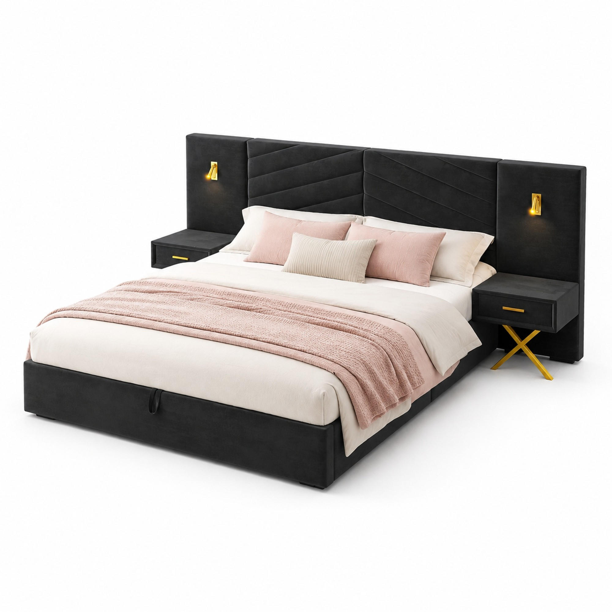Beauniv Bett Schwarz 160x200 cm