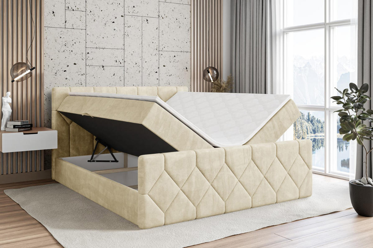 BOXBETT CATOR-Z - 160x200 cm - H3 - Beige - Beige, Holzwerkstoff (160/200cm) - ALTDECOR