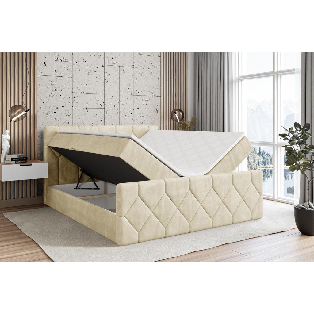 Thumbnail - Altdecor Boxbett, Beige, Holzwerkstoff, Höhe ca. 20 cm, 160x200 cm, Schlafzimmer, Betten, Boxspringbetten