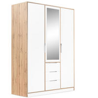 DREHTÜRENSCHRANK Livo mit 3 Türen und 3 Schubladen, weiß+eiche Wotan, 150 cm - Eiche Wotan/Weiß, Holzwerkstoff (150/200/57cm) - Beautysofa