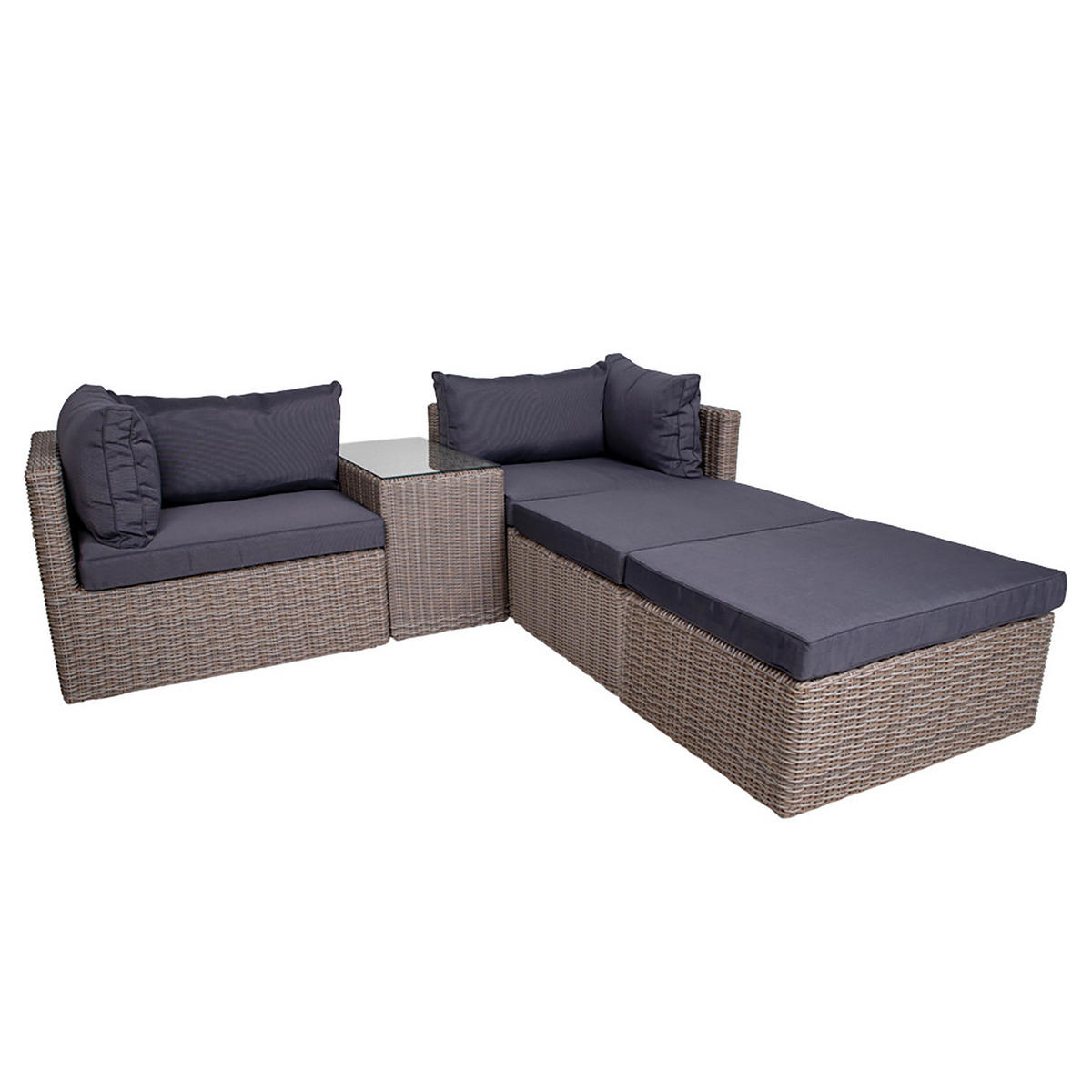 LOUNGESET - 5-teilig - Aluminium / Polypropylen - Grau - Grau, Kunststoff/Textil - home24