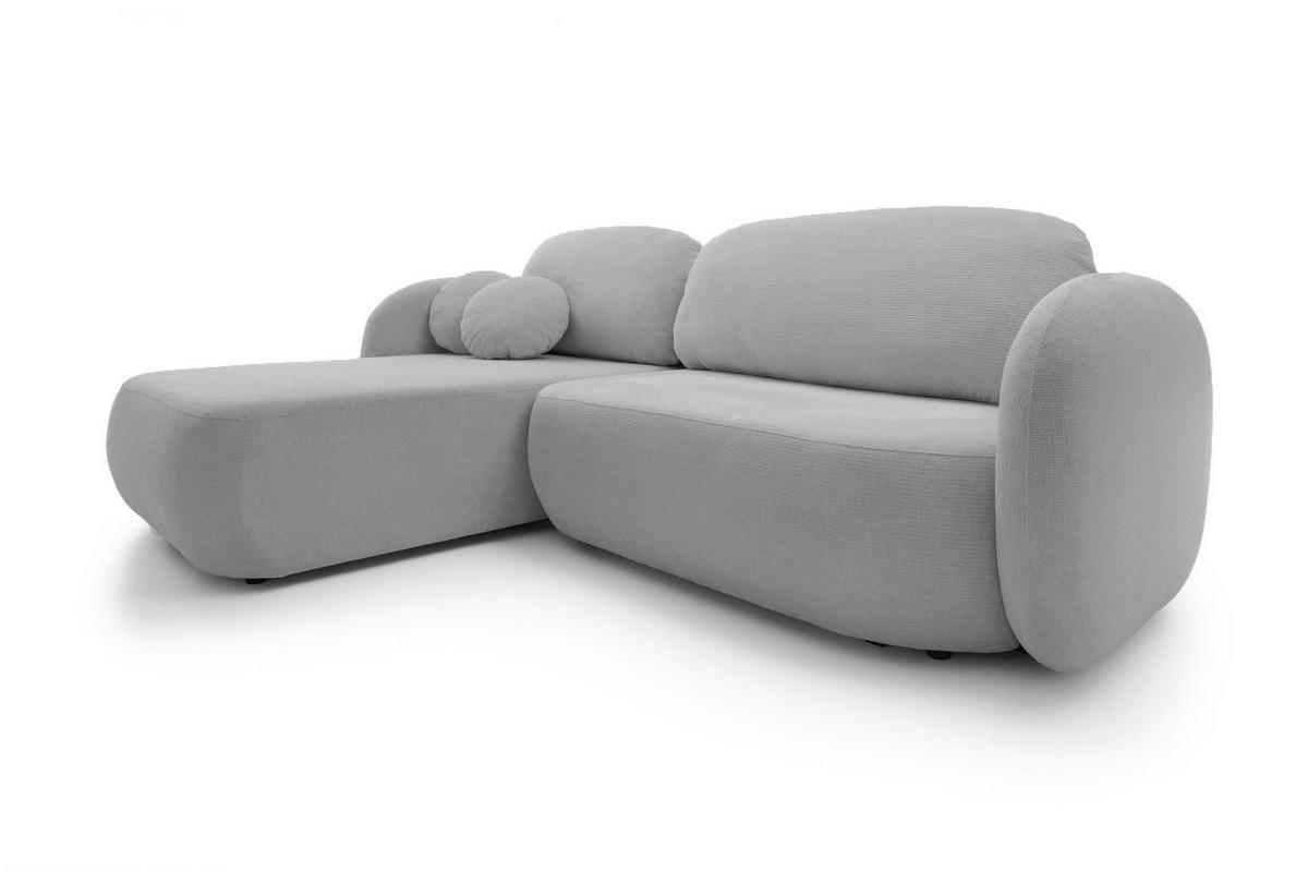 ECKSOFA OLIO L-Form Schlaffunktion mit Bettkasten, lose Rückenkissen, freistehend, LINKS 174x248 cm Silver-coloured - Grau, Holz/Textil (174/248cm) - DomoHome