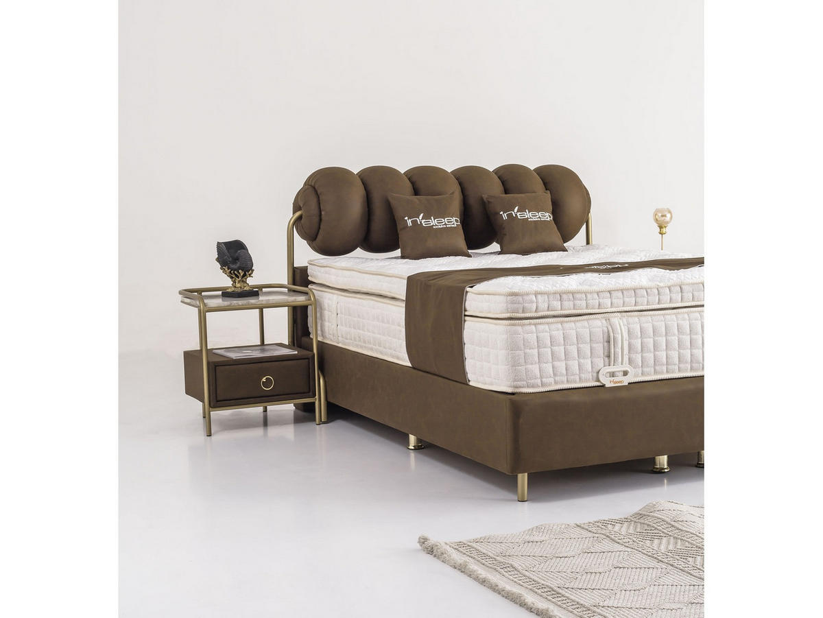 POLSTERBETTSET Titanic 200x200 Braun - Braun, Textil/Metall (200/200cm) - Villa Möbel