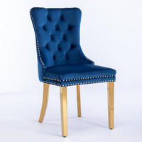 ESSZIMMERSTUHL mit hoher Rückenlehne Samt Blau 2er-Set - Blau, Metall (50/95/65cm) - Meubliv