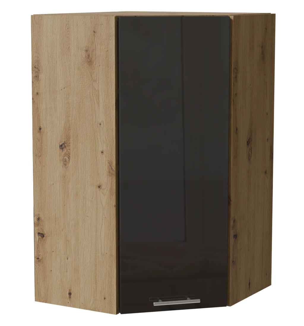 Feldmann-Wohnen Eck-Hängeschrank Graphit, Eiche Artisan 60x96x60 cm