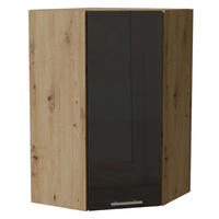 ECK-HÄNGESCHRANK Essen W4/10/60 Graphit Hochglanz / Eiche Artisan Matt 60 / 60 / 96cm - Graphitfarben/Eiche Artisan, Holz/Holzwerkstoff (60/96/60cm) - Feldmann-Wohnen