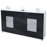 SIDEBOARD Grömitz Schwarz Hochglanz - Schwarz Hochglanz, Holzwerkstoff (138.5/75.5/35cm) - Vladon