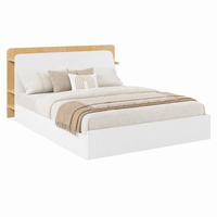 BETT mit Stauraum und LED 140x200 cm Weiß/Natur - Weiß, Metall (140/200cm) - Meubliv