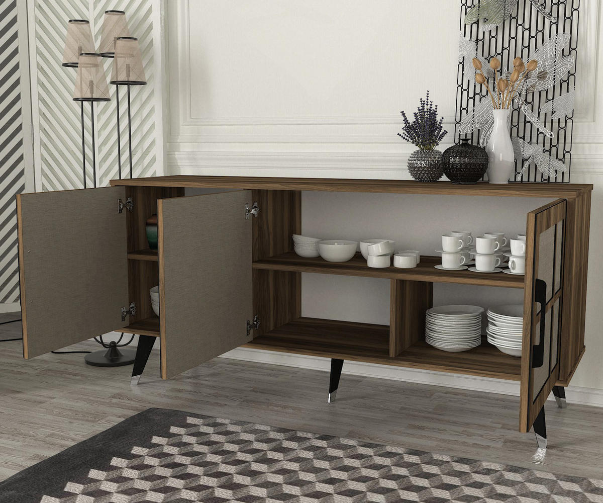 SIDEBOARD Logan Braun Grau - Braun/Grau, Holzwerkstoff (160/76/45cm) - moebel17
