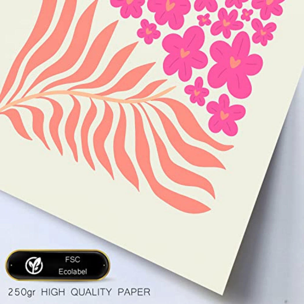 POSTER Set Mit 6 Minimalistischen In Pastellfarben Flower Power Drucke Von Landschaften Und Natur Für Innenarchitektur A3 & A4 Rahmen Aus Hellem Holz - Beige, Papier (29/3cm) - Nacnic