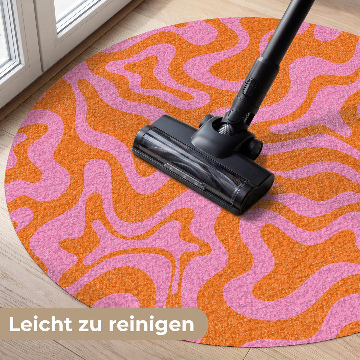 ROHOŽKA Vzor - růžová - oranžová - abstraktní - moderní 90x90 cm - růžová, textil/umělá hmota (90/0.4cm) - MuchoWow