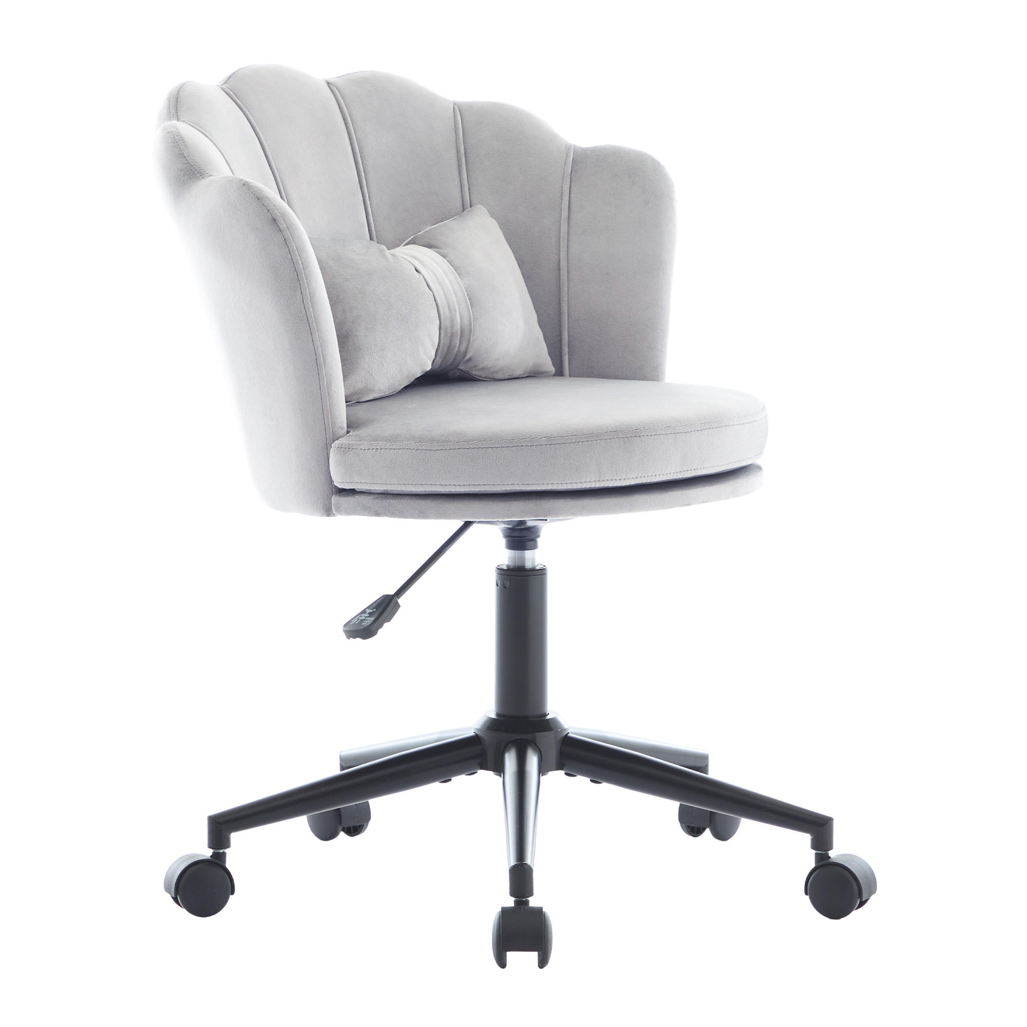 DREHSTUHL Samt Grau höhenverstellbar und drehbar - Grau, Holzwerkstoff/Kunststoff (55/73/62cm) - WISHDOR