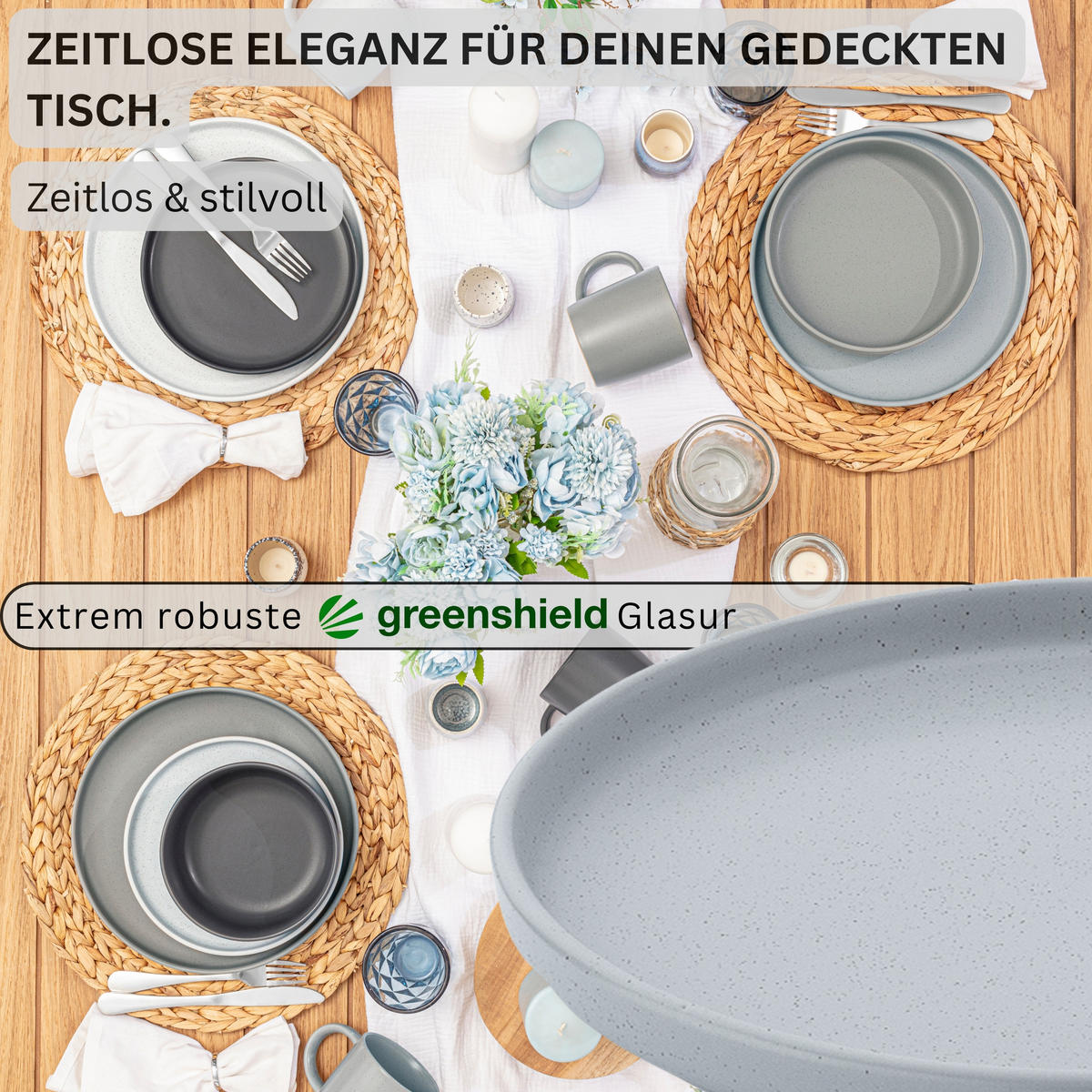 SPEISETELLER LEEDS - 4 teilig aus Steingut - Grau, Stein (26.5cm) - Sänger
