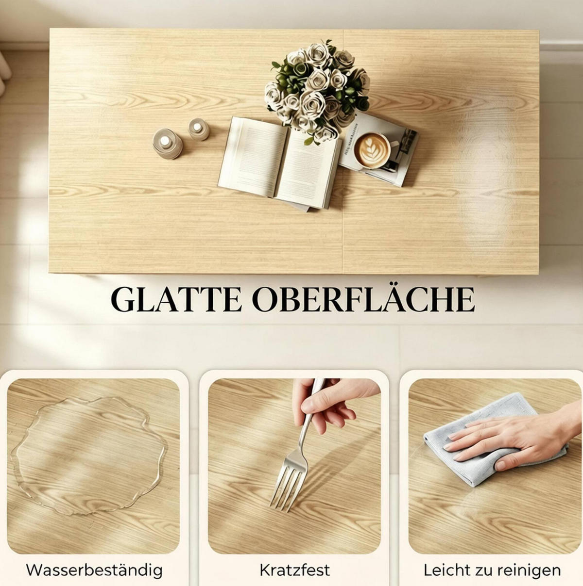COUCHTISCH aus Spanplatte 100x50x43,6 cm Naturholz-Optik/Schwarz mit höhenverstellbarer Tischplatte - Schwarz, Metall (100/50/58cm) - IVMEU