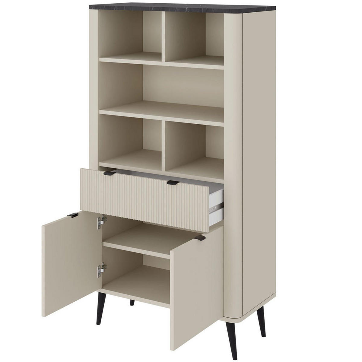 REGAL Marly Kaschmir / Graustein 90 / 40 / 163cm - Kaschmir/Beige, Holz/Holzwerkstoff (90/163/40cm) - Feldmann-Wohnen