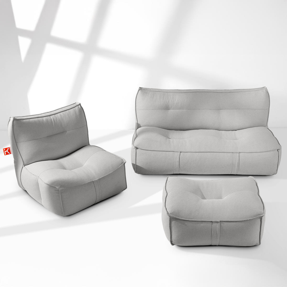 GARTENLOUNGE-SET LOVIA, Möbel-Set, Dunkelgrau/Weiß - Dunkelgrau, Textil - KONSIMO®