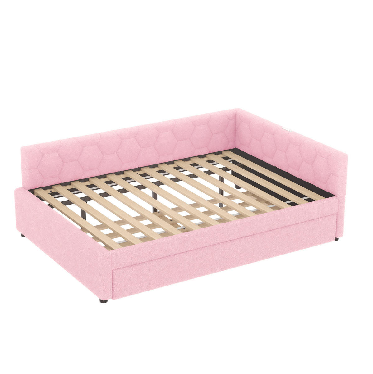 BETT 140/200 cm Rosa mit Ausziehbett und USB- und Type-C-Anschlüssen - Rosa, Textil (140/200cm) - Flora Grace