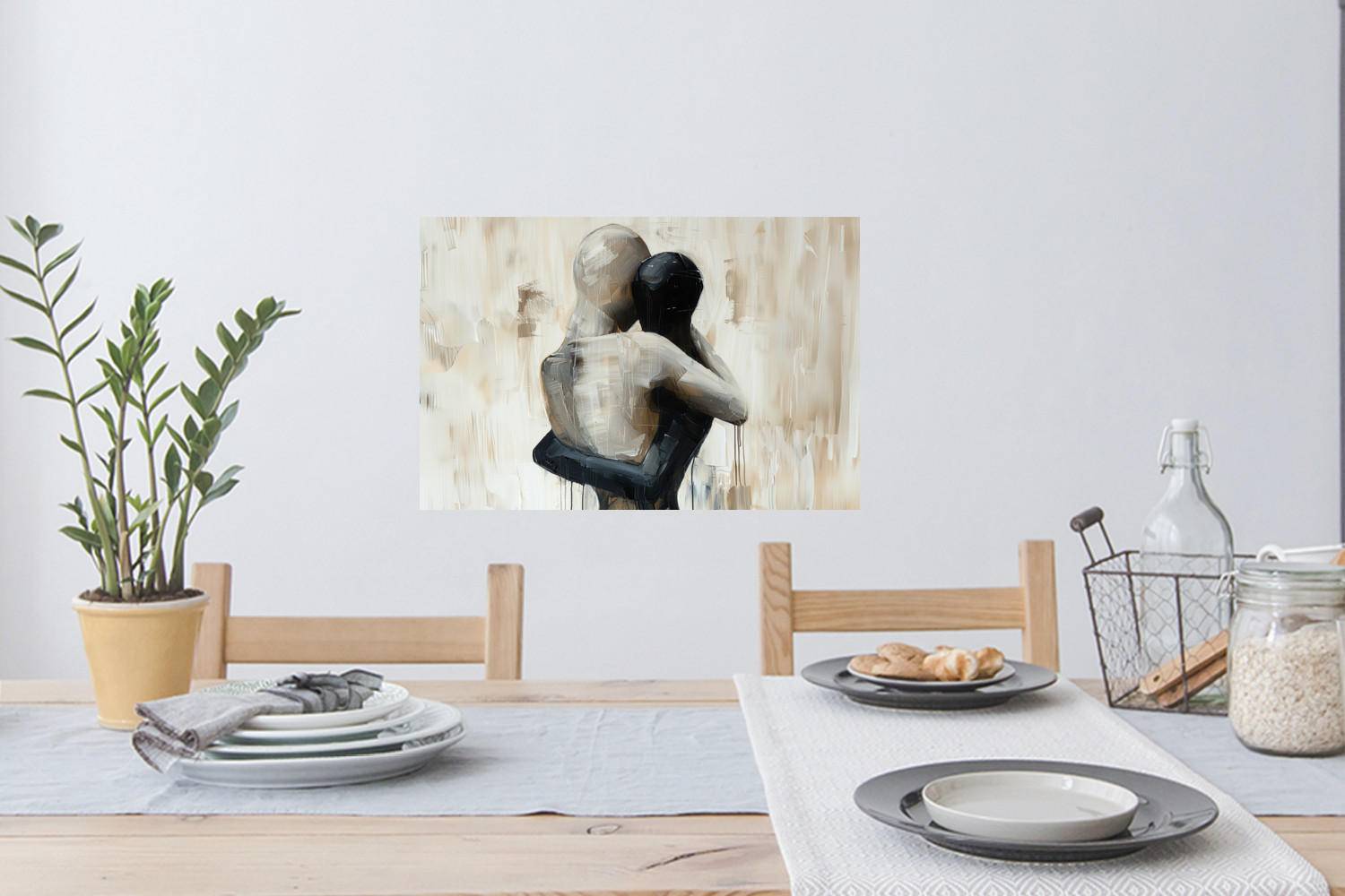 WANDTATTOO Abstrakt - Liebe - Schwarz und weiß - Modern 60x40 cm - Schwarz, Kunststoff (60/40/0.1cm) - MuchoWow