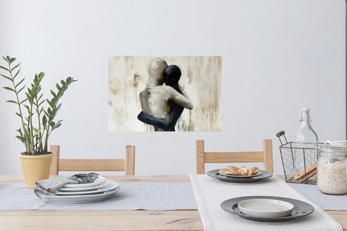 WANDTATTOO Abstrakt - Liebe - Schwarz und weiß - Modern 60x40 cm - Schwarz, Kunststoff (60/40/0.1cm) - MuchoWow