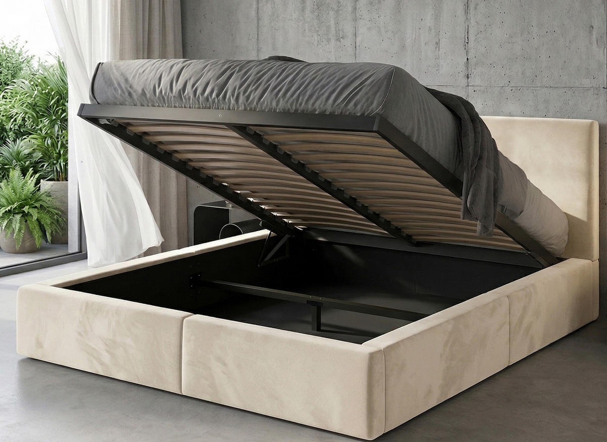 POLSTERBETT Hilton mit Stauraum - Kaschmir, Textil (140/200cm) - Interbeds