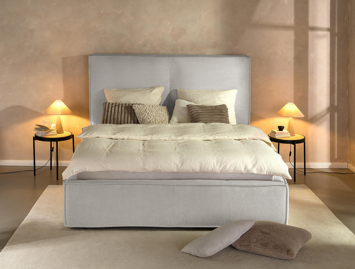 POLSTERBETT - Hellgrau, Textil (220/200cm) - home24