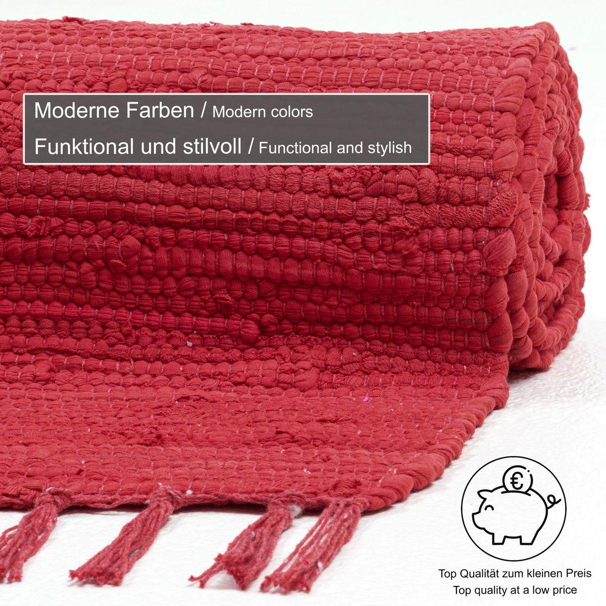 FLECKERLTEPPICH Chindi 40x60 cm - Rot, Textil (40/60cm) - Rug and Roll