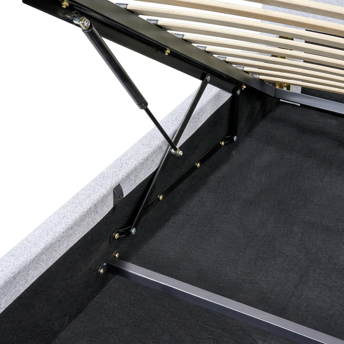 PAT cu spațiu de depozitare 140/200 cm gri deschis Blagnac - maro/gri deschis, material textil (140/200cm) - Beliani