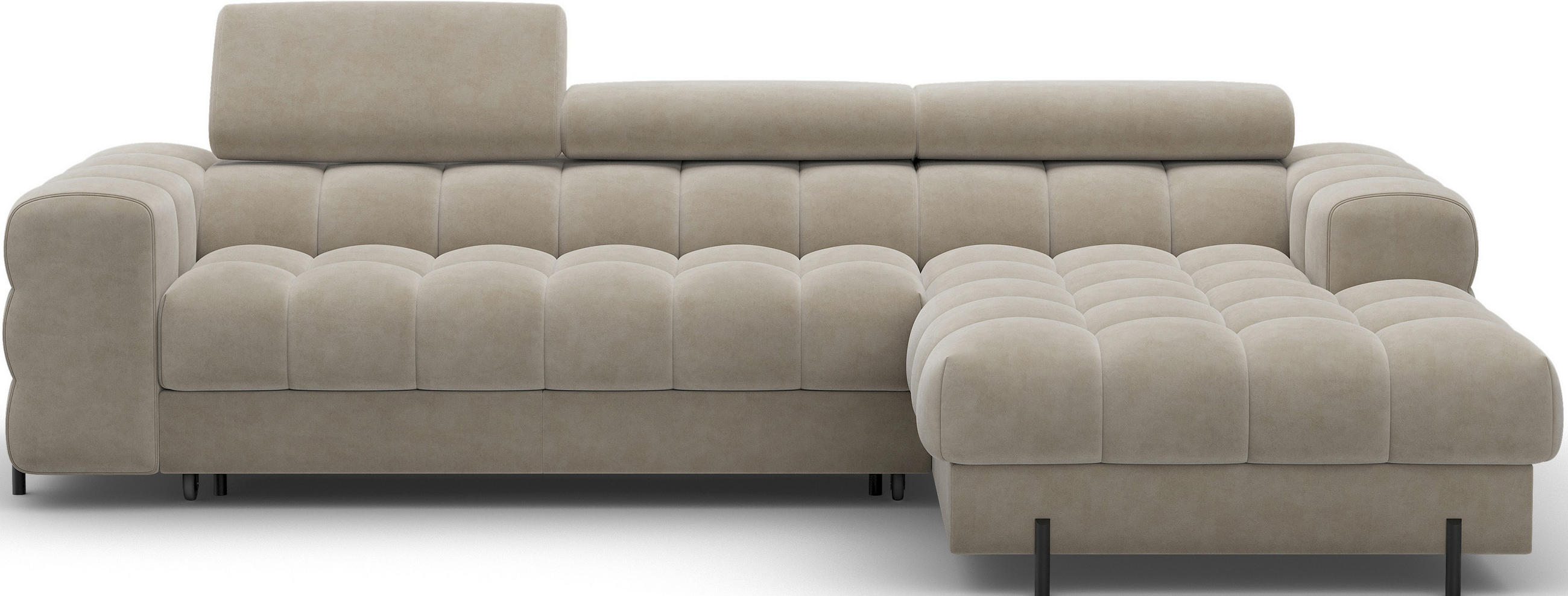 ECKSOFA FELRO mit Schlaffunktion, Bettkasten & verstellbaren Kopfstützen – Modernes Premium-Ecksofa in L-Form - Beige, Kunststoff (181/285cm) - Wohnideebilder