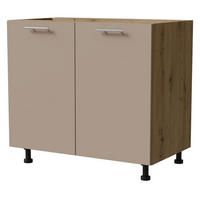KÜCHENUNTERSCHRANK Brerra D11/90 Korpus eiche artisan / Front RAL 1019 graubeige Matt 90 / 50 / 82 cm - Graubraun/Eiche Artisan, Holz/Holzwerkstoff (90/82/50cm) - Feldmann-Wohnen