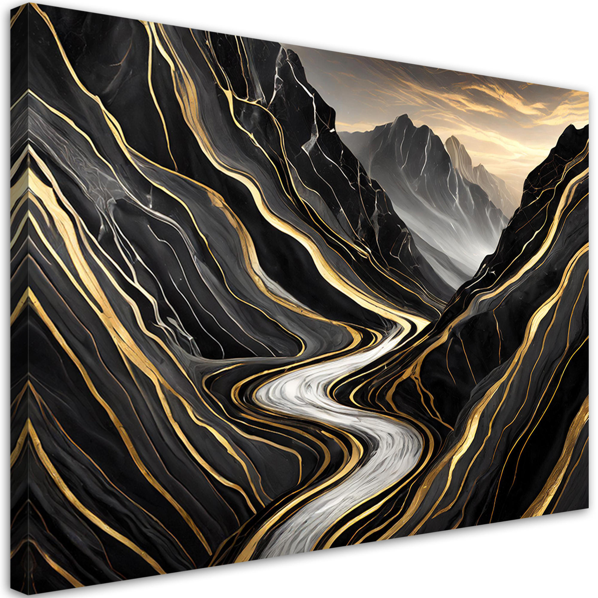 WANDBILD abstrakte landschaft - Schwarz, Textil (60/40cm) - Feeby